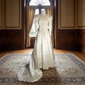 Vintage Jessica McClintock  Wedding Gown   Romantic Prairie Boho W/ Train Size 8